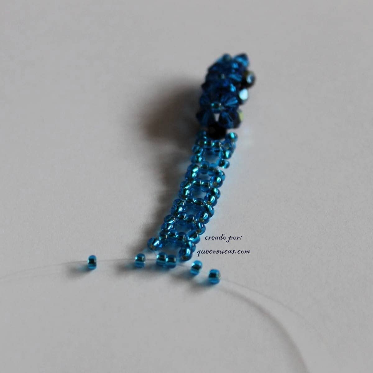 tutorial anillo azul abalorios