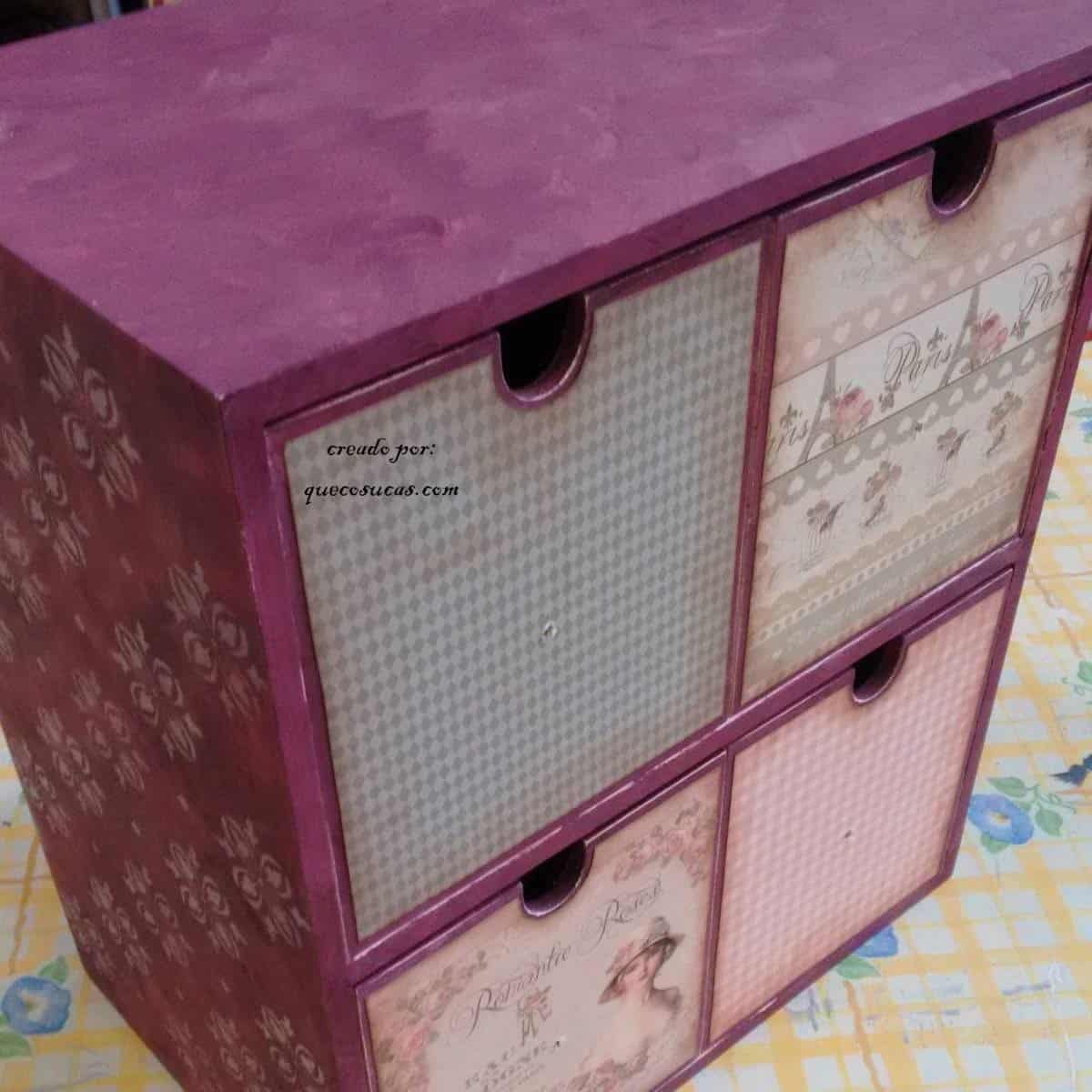 cajones madera con papel tutorial cajonera papeles scrap madera