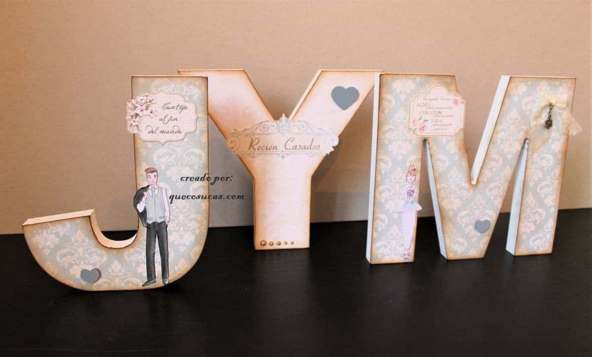 Letras decoradas de boda 3 letra J decorada boda a mano ideas dayka