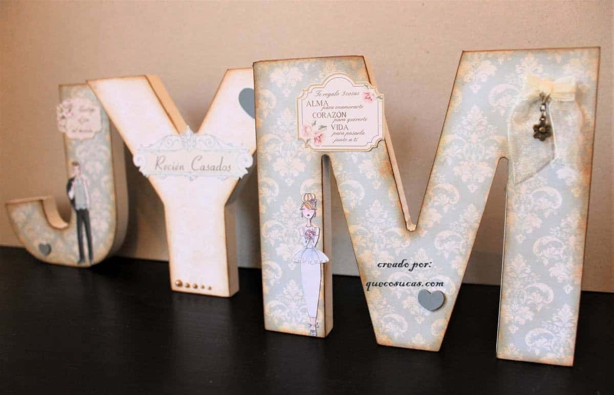 Letras decoradas de boda 4 letra M de madera boda novia inspiracion diy