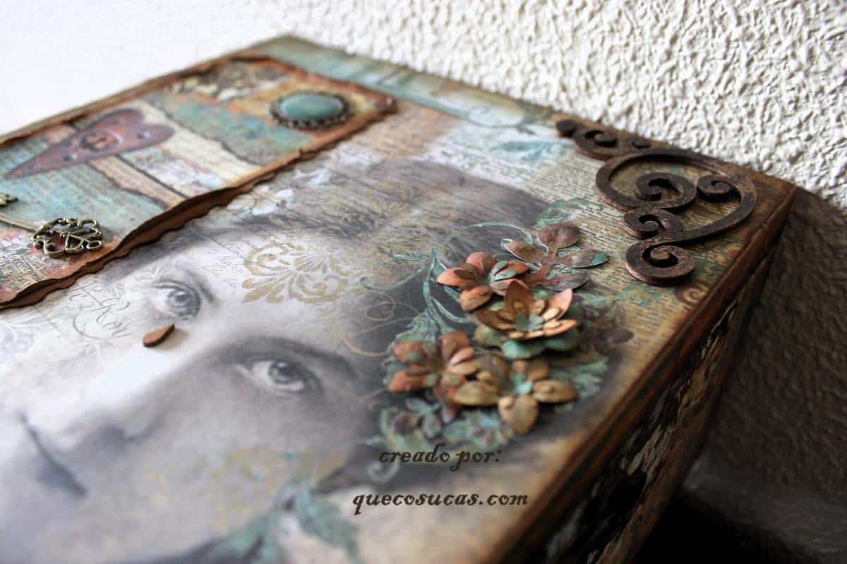 flores papel scrap envejecido