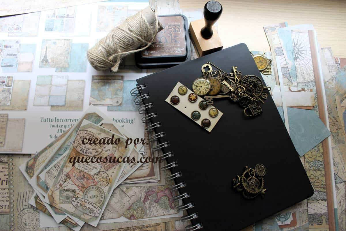 Portada decorada agenda 2024 2 scrapbooking decorar portada alterar agenda cuaderno vintage