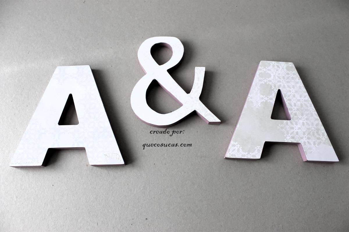 Letras decoradas para regalar a los novios de la boda 2 letra madera A decorada