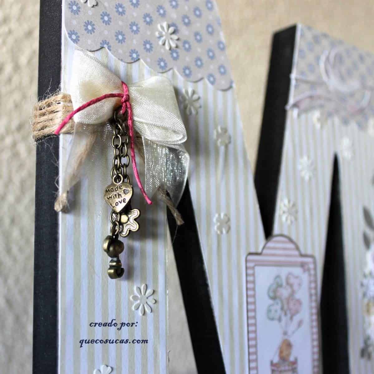 letra decorada lazo papel scrapbooking tutorial bebe inspiracion