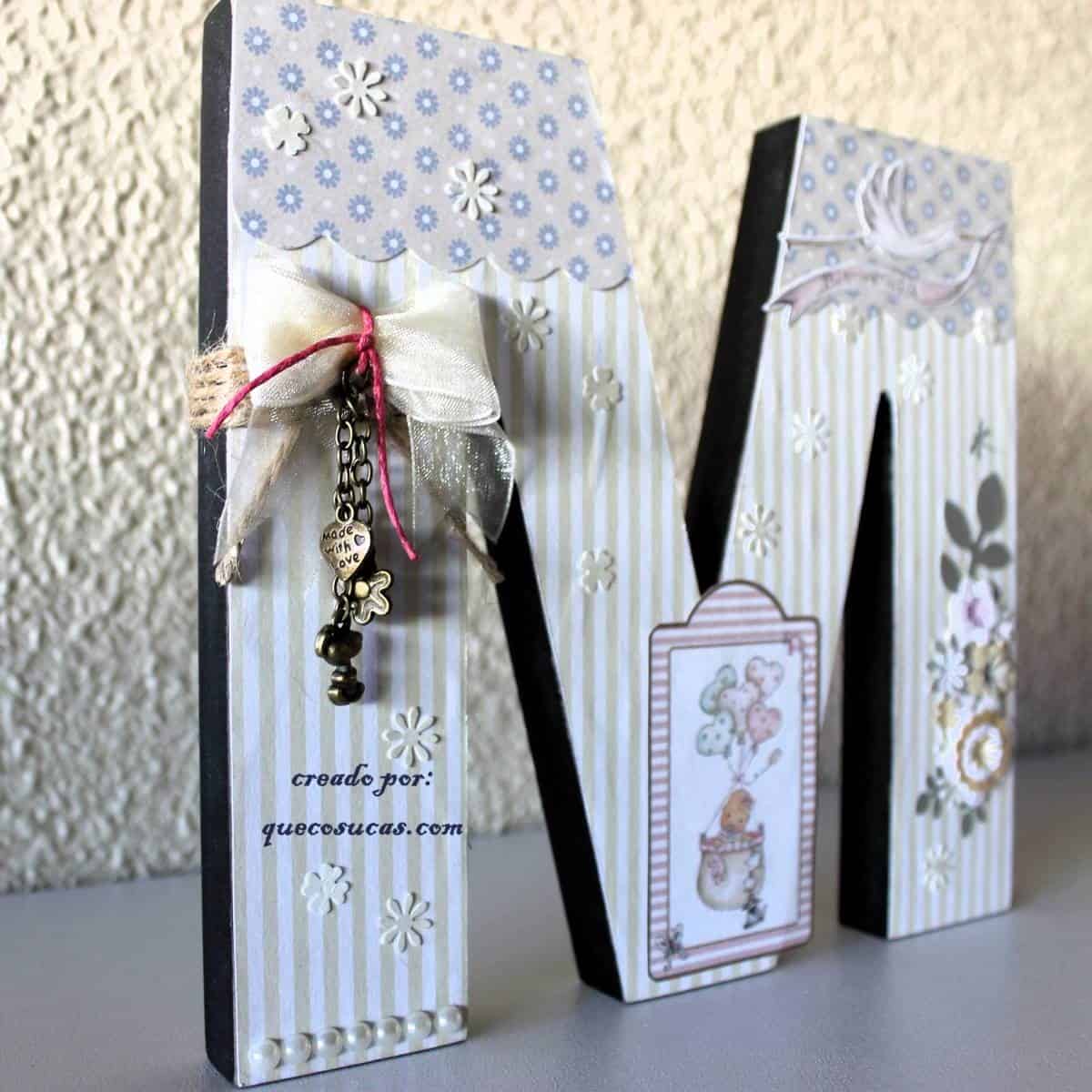 letra decorada papel scrap dayka nacimiento charms