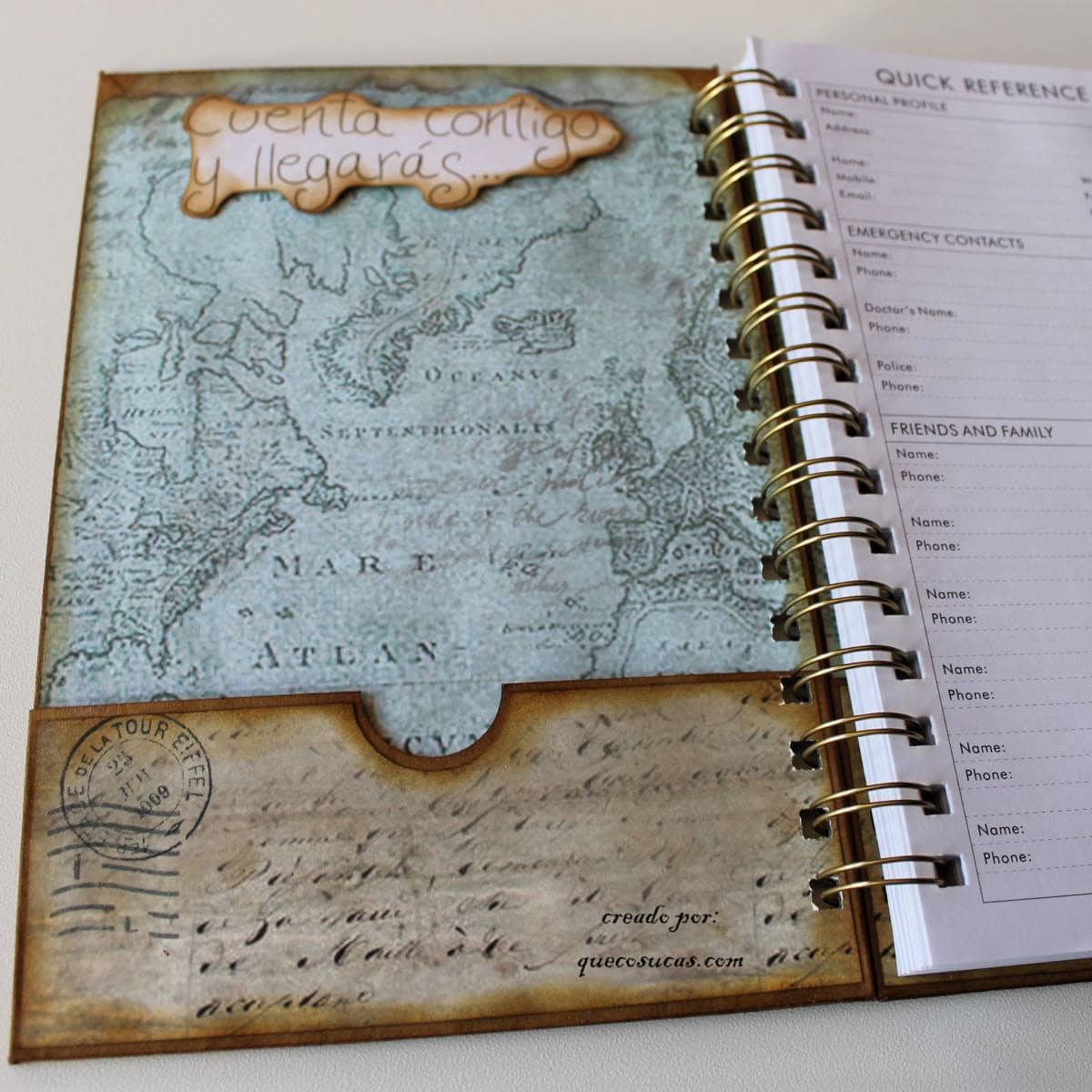 Cuaderno alterado con Stamperia Around The World 4 scrapbooking interior cuaderno contraportada stamperia around world