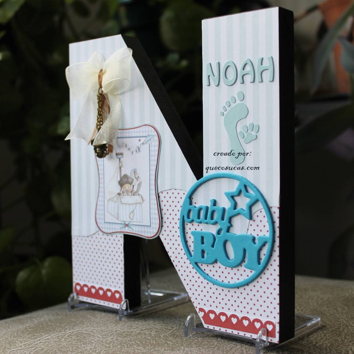 Letra N de madera regalo bebe niño 1 como hacer letra de madera bebe nino regalo personalizada