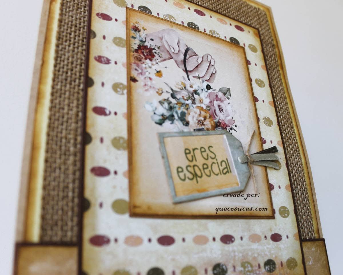 tag en tarjeta hecha a mano tutorial scrap rustica