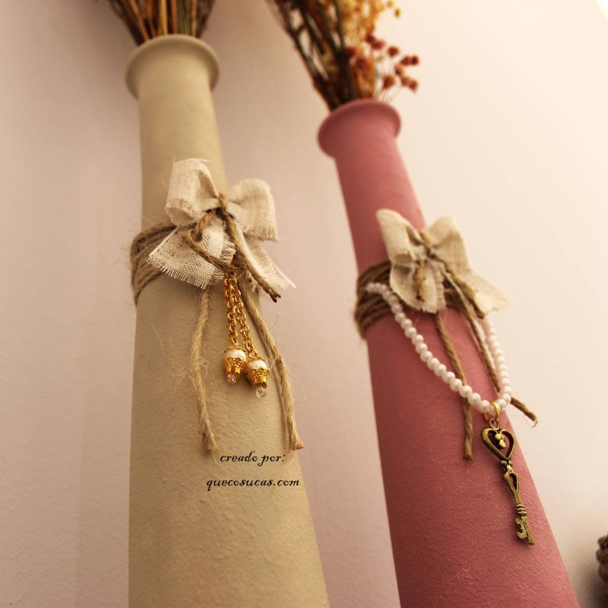 botellas alteradas romanticas lazos