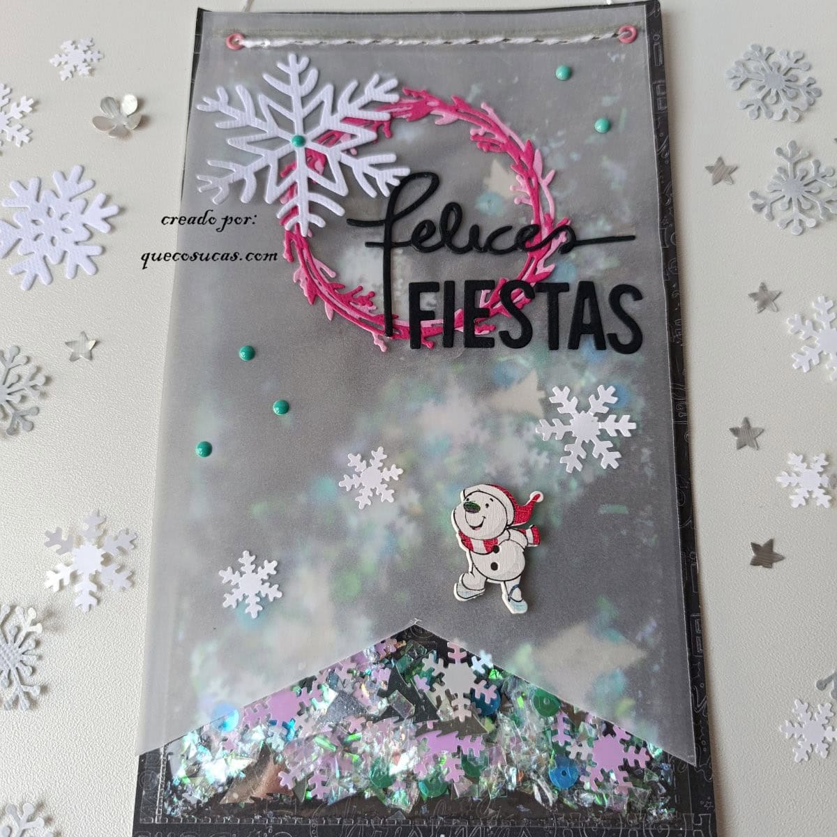 Banderín navideño con shaker: cómo hacerlo y qué es esta técnica de scrapbooking 2 navidad shaker diy scrapbooking