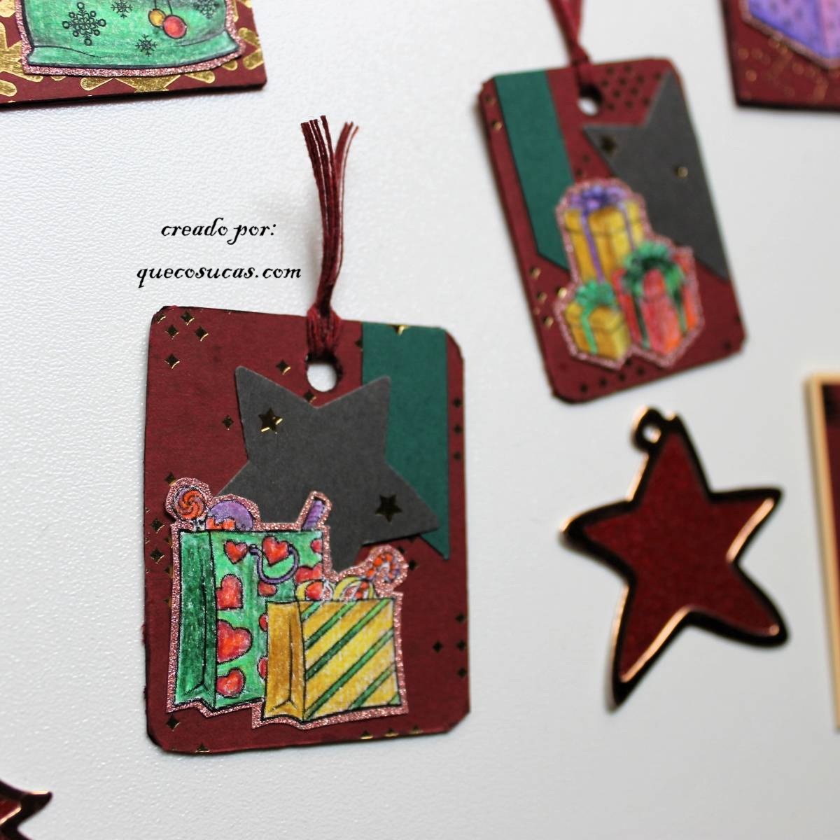 Reciclar etiquetas de ropa y hacer tags navideños para decorar regalos 1 IMG 6692