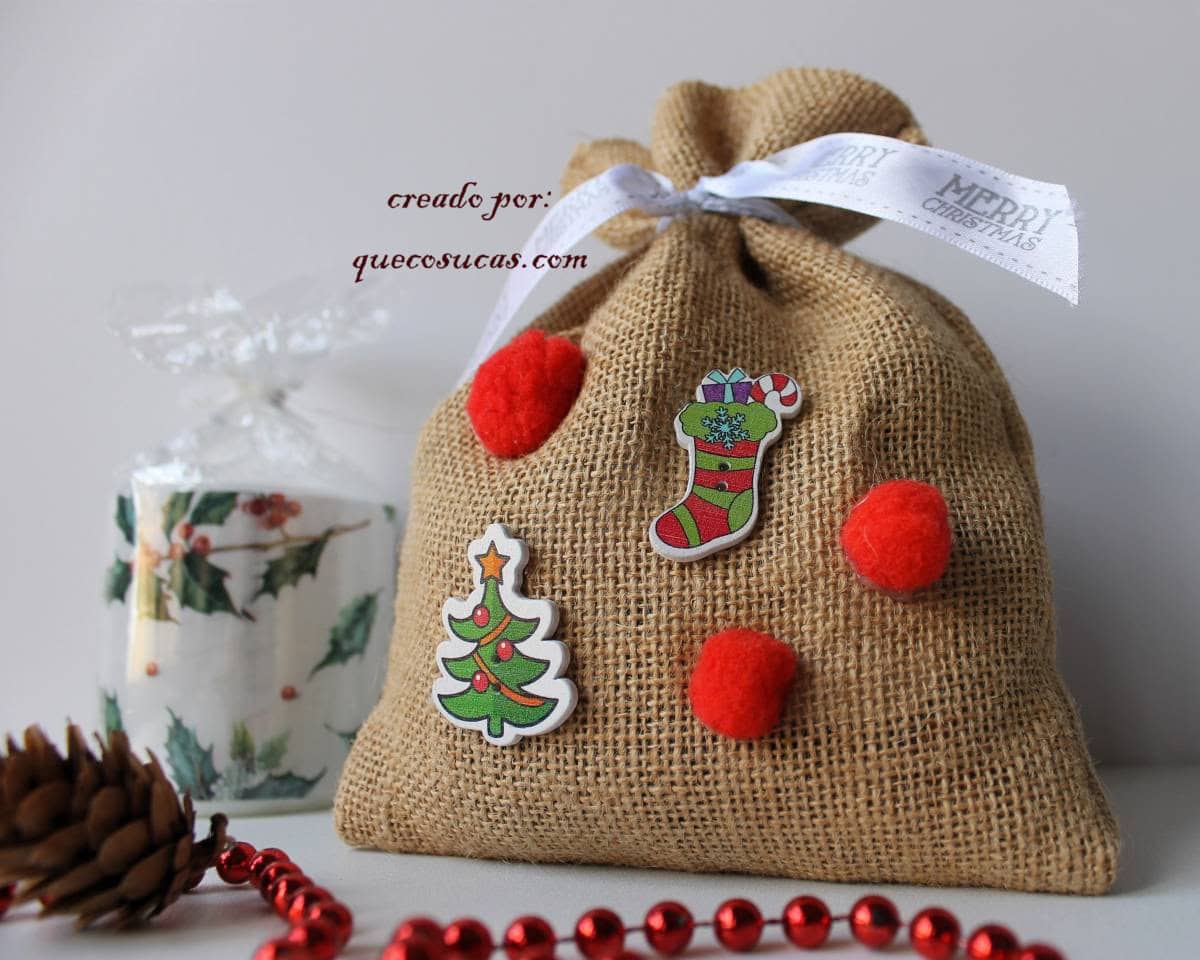 Saco de yute personalizado para navidad 2 carbon dulce como se hace bolsa saco