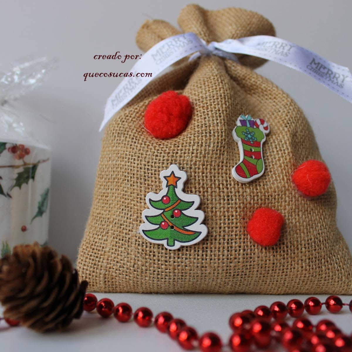 Saco de yute personalizado para navidad 1 como hacer bolsa navidad yute insta