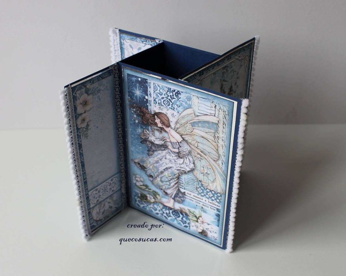 Tarjeta pop up “giratoria” con la colección Winter Tales de Stamperia (stepped-up pinwheel card) 1 stepped up pinwheel card tutorial stamperia winter tales 2